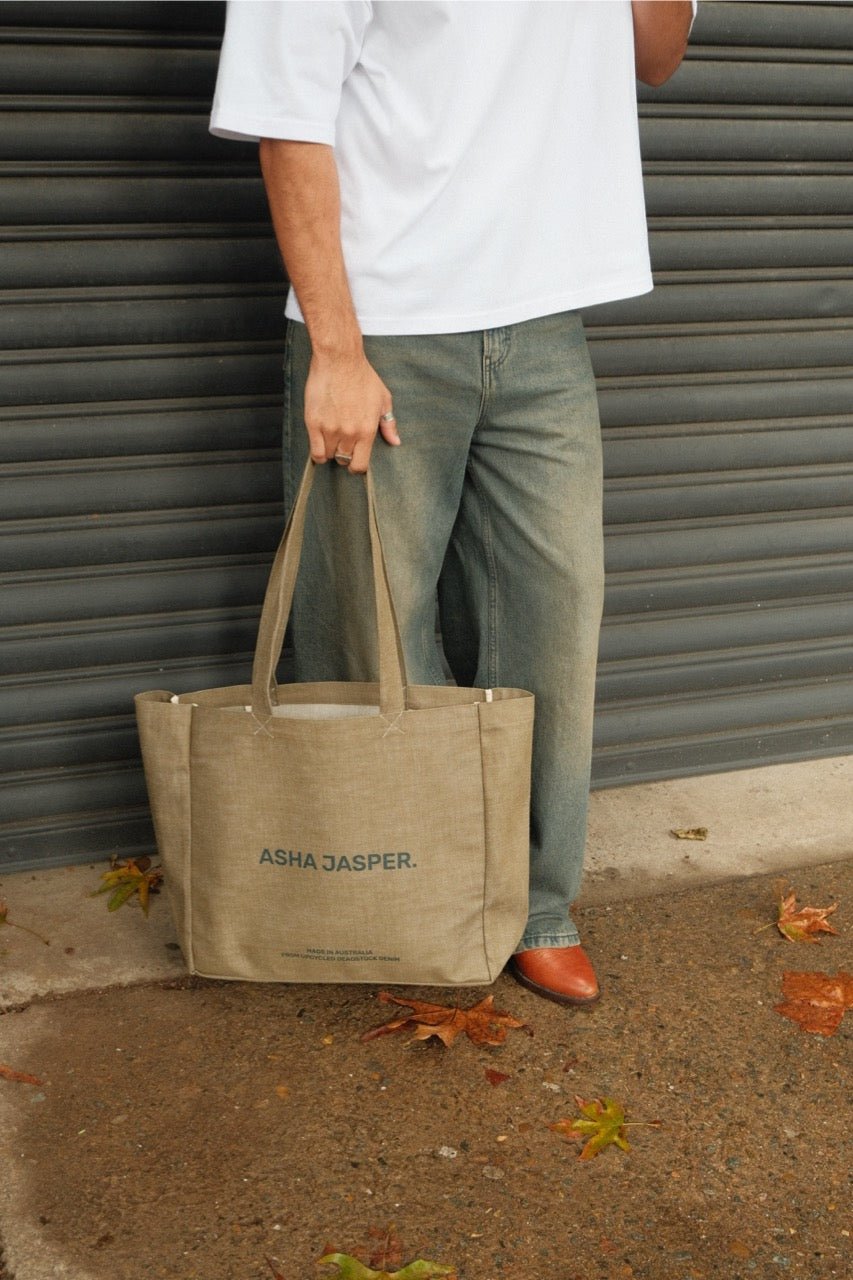 Deadstock Denim Tote. Moss - ASHA JASPER.